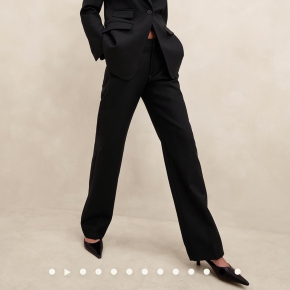 Banana Republic Lido Straight Italian Wool Pant Black 2 - Picture 2 of 9